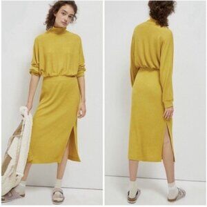 Anthropologie Saturday Sunday Mariah Ribbed Knit Midi Knit Dress Sz S Chartreuse